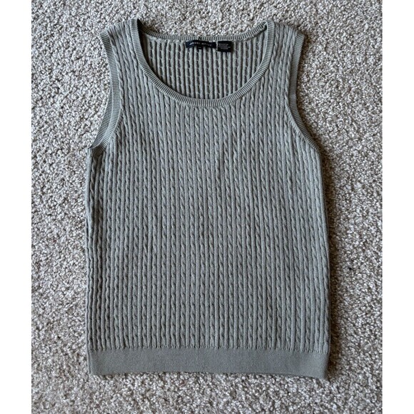 Jeanne Pierre Womens Medium Cable‎ Knit Sweater Vest Top Sage Green - Picture 1 of 5